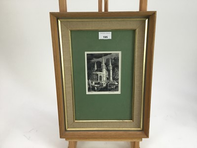 Lot 195 - George Mackley (1900-1983) signed limited edition woodcut - Gateway, 19/75, 14cm x 11cm, in glazed frame, overall size 39.5cm 29.5cm