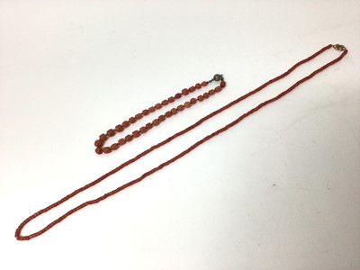 Lot 40 - Two antique coral bead necklaces