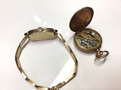 Lot 41 - 14ct gold vintage Eterna wristwatch and 14ct gold cased fob watch