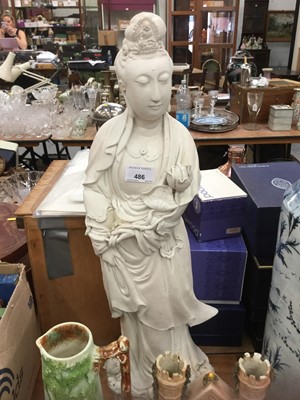 Lot 486 - Large Chinese blanc de chine figure of Guanyin, 66cm high