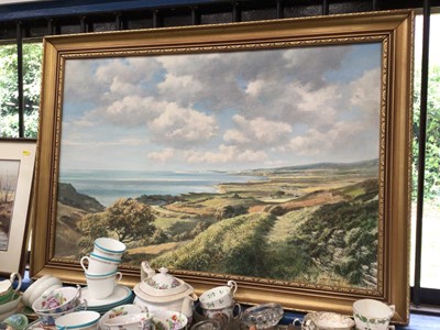Lot 102 - Large framed landscape oil painting signed Eric Tansley, 140cm x 74cm