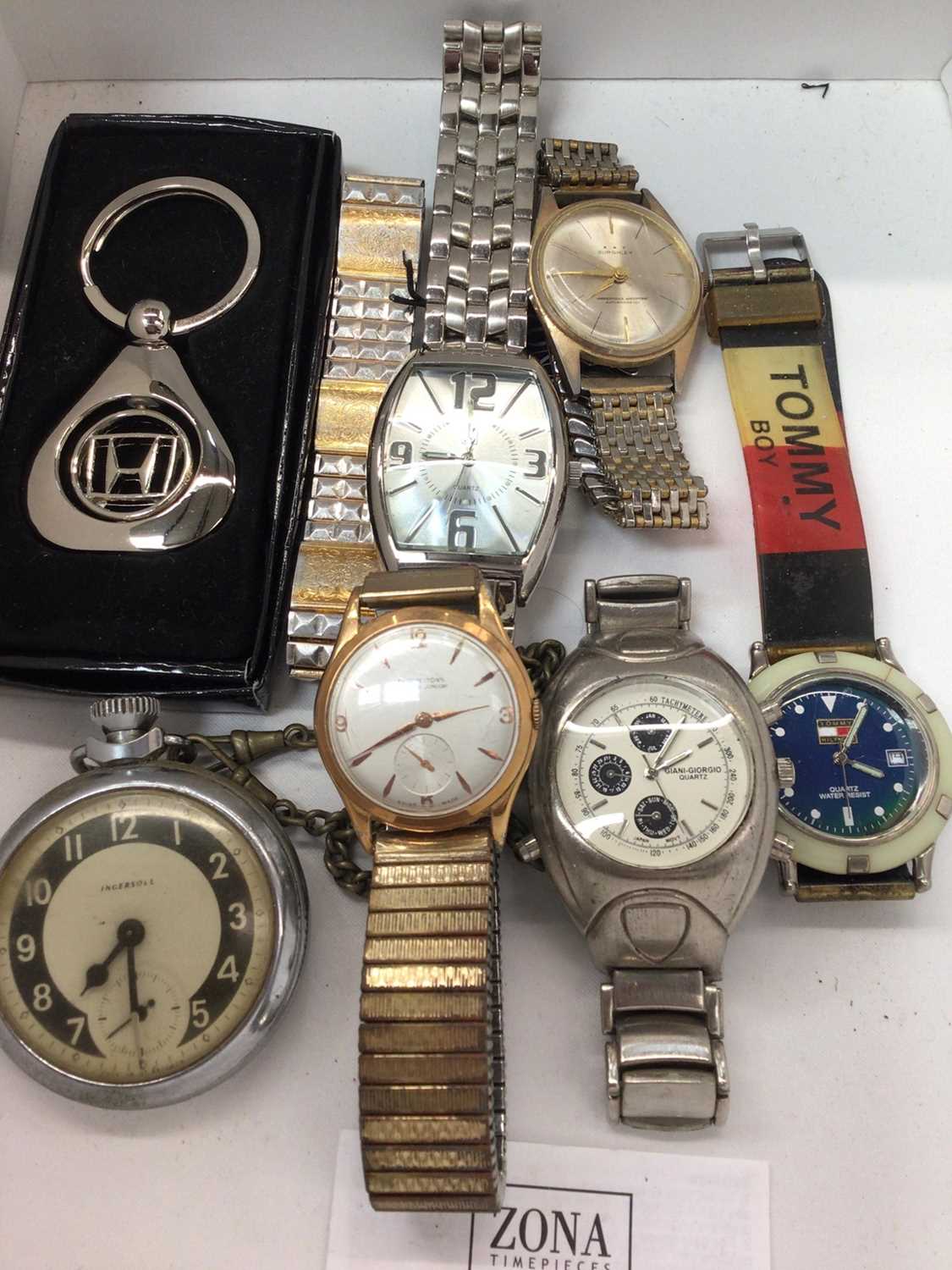 Lot 946 - Group wristwatches, penknives, loose stamps, various coins, cigarette cards and silks etc