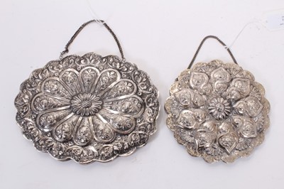 Lot 329 - Two Turkish white metal (stamped 900) wedding mirrors