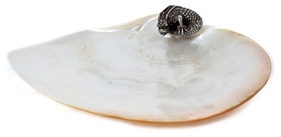 Lot 330 - Silver mounted shell caviar dish