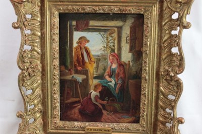 Lot 133 - Frederick Daniel Hardy (1826-1911), oil on panel, family group in an interior, signed and dated 1868, 21.5cm x 16.5cm, in gilt frame