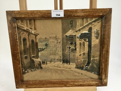 Lot 194 - Tadeuz Radman (Polish) watercolour - street scene, signed, framed