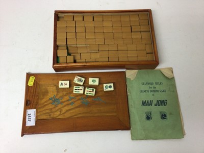 Lot 2437 - Vintage mah jong set with bone and bamboo counters, with instructions in wooden box