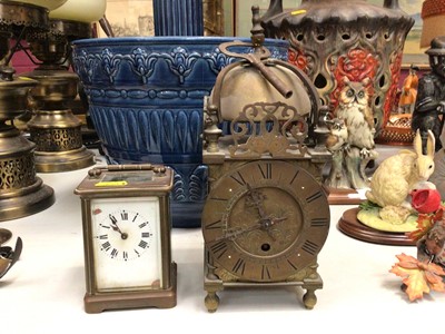 Lot 311 - Brass lantern clock and carriage clock