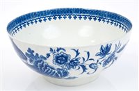 Lot 284 - 18th century Worcester blue and white bowl...