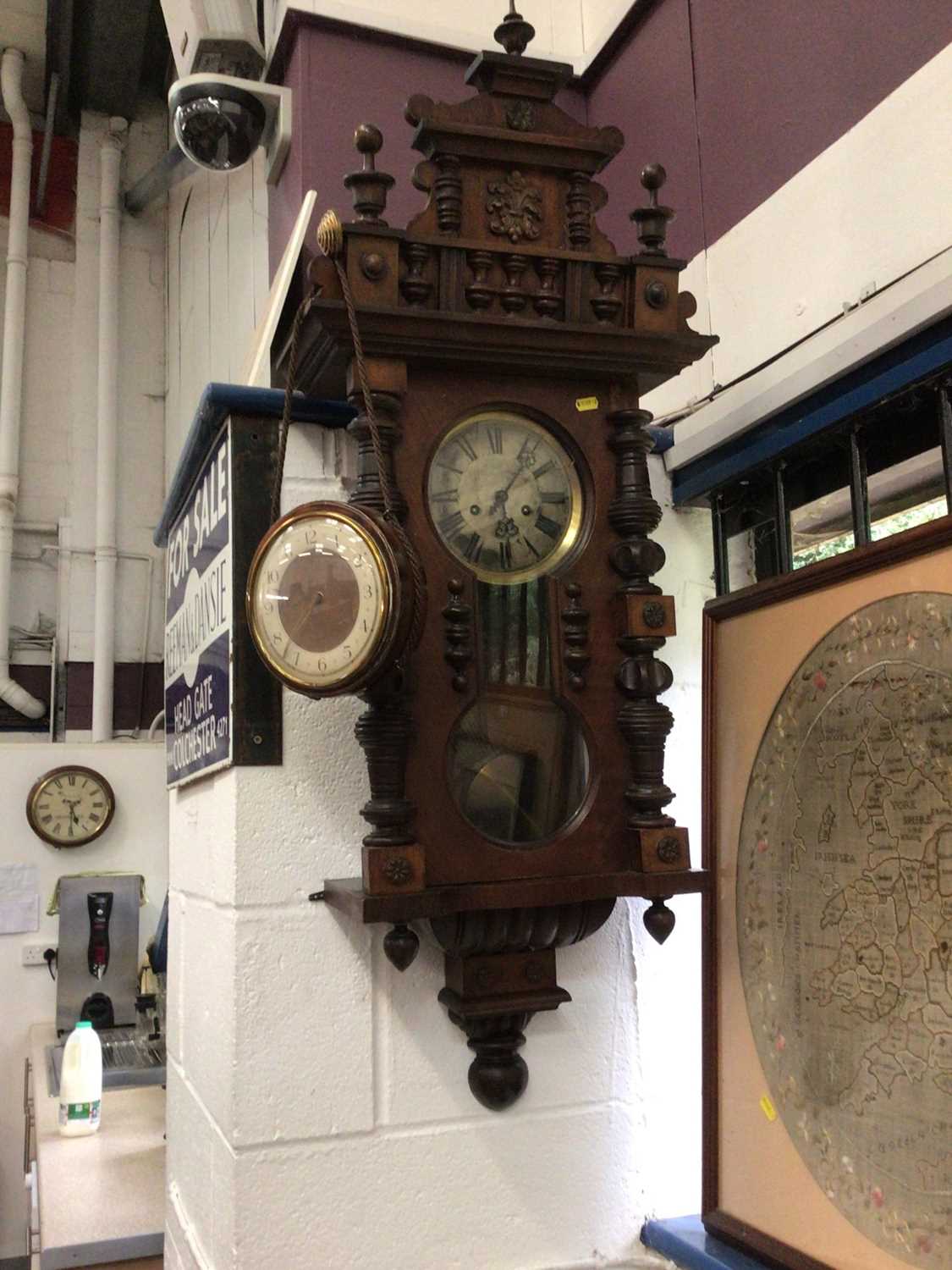 Lot 96 - Wall clock with carved decoration