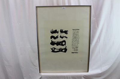 Lot 1214 - Henry Moore signed lithograph from 1973 entitled “Silhouette Figures with Border Design”, number 76 of a limited edition of 90, signed and dated '73.