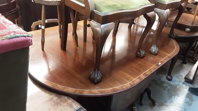 Lot 1113 - Georgian-style mahogany D-end twin pedestal dining table