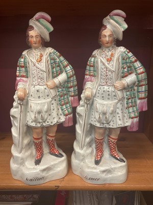 Lot 206 - Pair of 19th century Staffordshire pottery figures of Wallace and Bruce