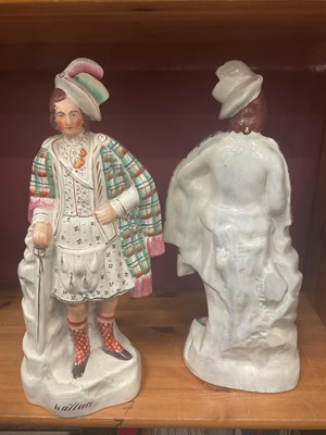 Lot 206 - Pair of 19th century Staffordshire pottery figures of Wallace and Bruce