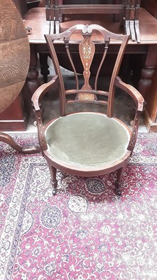 Lot 1173 - Edwardian inlaid rosewood nursing chair