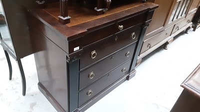 Lot 1130 - Modern Empire-style chest of four long drawers with brass ring handles