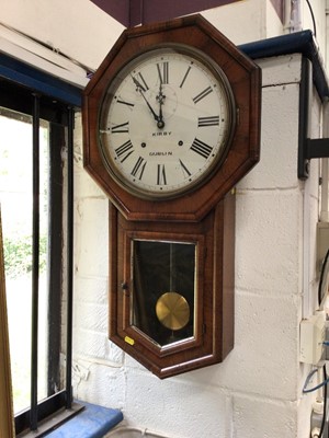 Lot 103 - Late Victorian rosewood cased drop dial wall clock, the dial signed Kirby Dublin