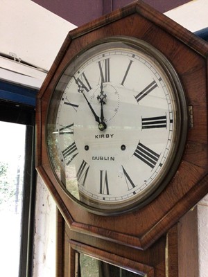 Lot 103 - Late Victorian rosewood cased drop dial wall clock, the dial signed Kirby Dublin