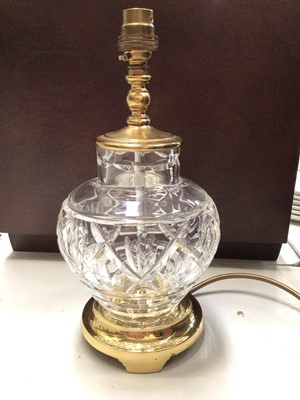 Lot 322 - Waterford crystal table lamp with brass fittings