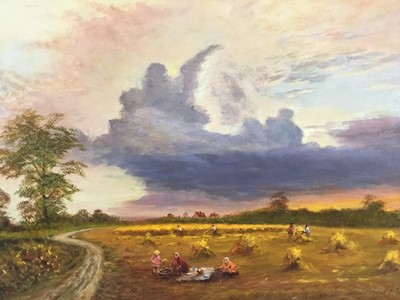 Lot 24 - W.F. Burton oil on canvas - ‘The Harvest Ends’, signed, framed
