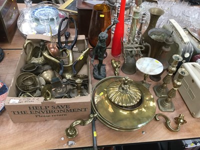 Lot 406 - Limited edition signed brass contemporary figure, other brass and metal ware