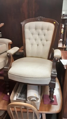 Lot 1281 - Victorian walnut framed arm chair