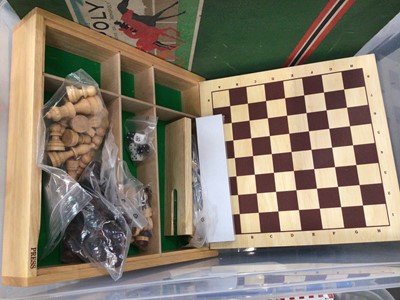 Lot 334 - Two boxes of vintage toys and games including Escalado, Totopoly, cards etc