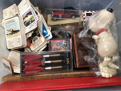 Lot 334 - Two boxes of vintage toys and games including Escalado, Totopoly, cards etc