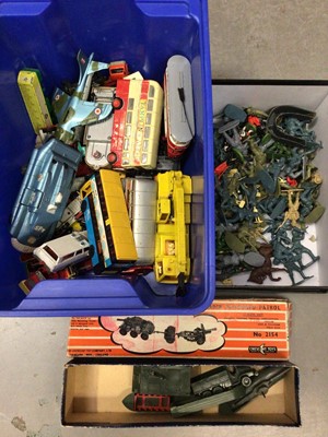 Lot 354 - Collection of Dinky, Corgi, Matchbox vehicles, plastic toy soldiers etc