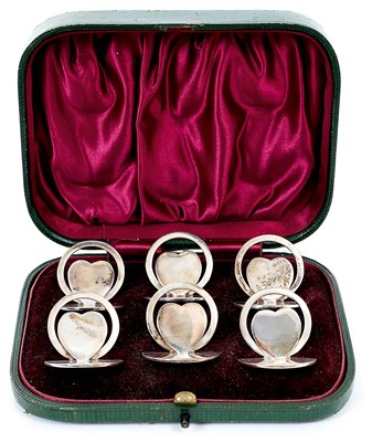 Lot 325 - Set of six Edwardian silver menu holders in original fitted box