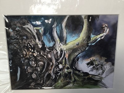 Lot 116 - Trevor Newton, contemporary, mixed media on paper - Gnarled Tree Root, Dumfries, signed, mounted