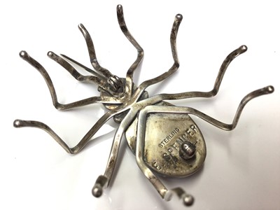 Lot 6 - Effie Spencer silver and malachite novelty spider brooch