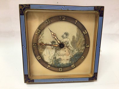 Lot 330 - 1920s enamel dressing table timepiece