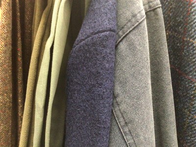 Lot 2052 - Gentlemen's country wear including Peter Christian blue tweed Harrington style jacket , same make tweed trousers size 46/29 ,Eastfields tweed long jacket size L, Toggi stockman coat size XL plus on...