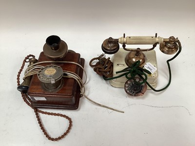 Lot 2432 - Old Danish painted telephone marked to base