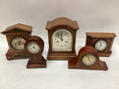 Lot 75 - Group of five Edwardian and other mantel clocks
