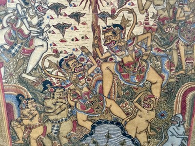 Lot 247 - Balinese painting on cloth - 47cm x 63cm in temporary frame
