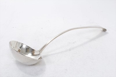 Lot 289 - George III silver Old English pattern soup ladle, with oval bowl and bright cut decoration