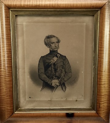 Lot 246 - Victorian lithograph portrait - W.W. Mitchell, dated 1850, in maple frame