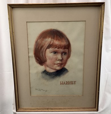 Lot 245 - Two watercolour portraits of children, both signed