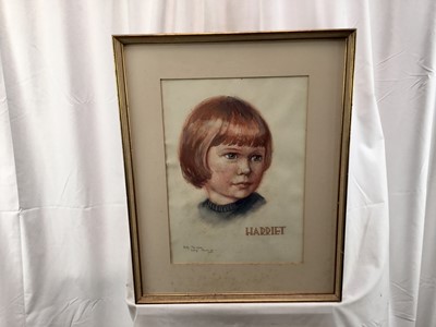 Lot 221 - Two watercolour portraits of children, both signed