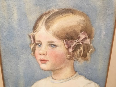 Lot 221 - Two watercolour portraits of children, both signed