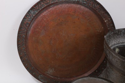 Lot 811 - Good group of Indian and Middle Eastern metalwares, circa 19th century, including vases and bowls, with engraved and relief-form decoration