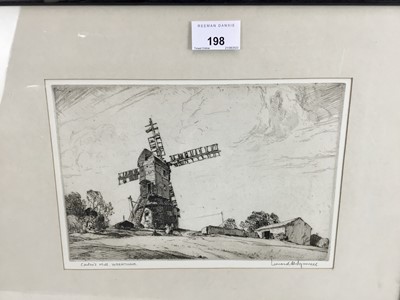 Lot 198 - Leonard Squirrell (1893-1979) signed etching, Carters Mill, Wrentham, 17.5cm x 25cm, in glazed frame