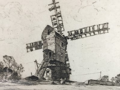 Lot 198 - Leonard Squirrell (1893-1979) signed etching, Carters Mill, Wrentham, 17.5cm x 25cm, in glazed frame