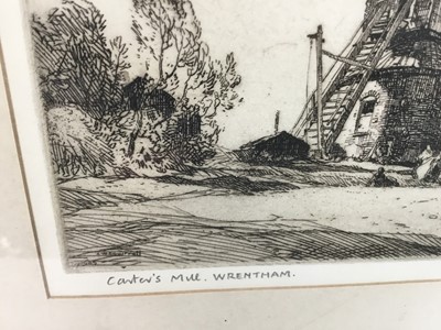 Lot 198 - Leonard Squirrell (1893-1979) signed etching, Carters Mill, Wrentham, 17.5cm x 25cm, in glazed frame