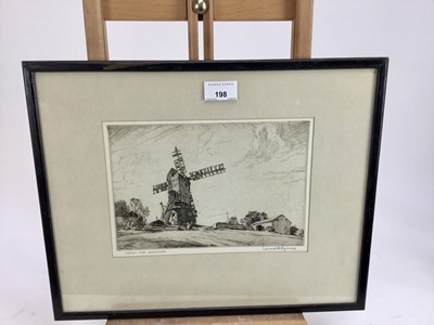 Lot 198 - Leonard Squirrell (1893-1979) signed etching, Carters Mill, Wrentham, 17.5cm x 25cm, in glazed frame