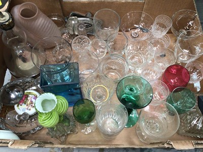 Lot 385 - Group of assorted glassware including decanters and some coloured glass