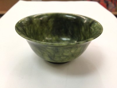 Lot 431 - Spinach jade coloured green hard stone bowl