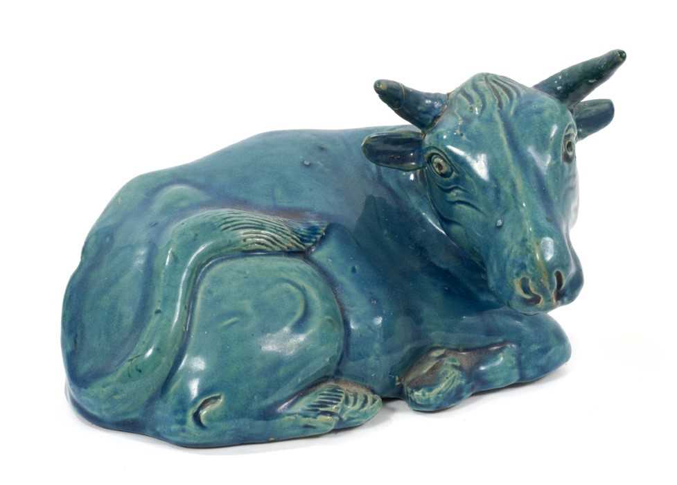 Lot 122 - Unusual 19th century Chinese turquoise glazed model of a water buffalo
